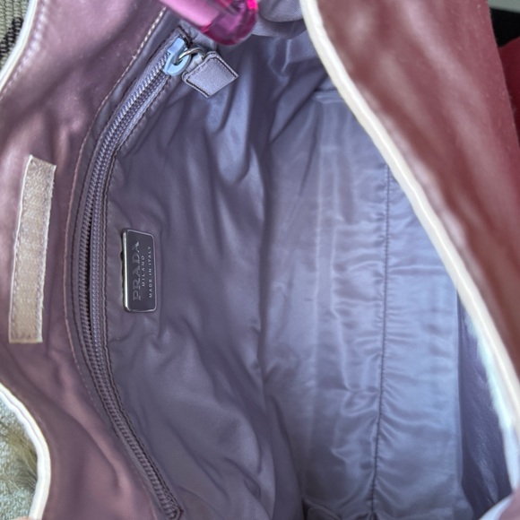 AUTH PRADA SILK LUCITE CLEAR PLASTIC HANDLE HOBO BAG 90s Y2K 💜 LAVENDER PURPLE - Picture 15 of 16